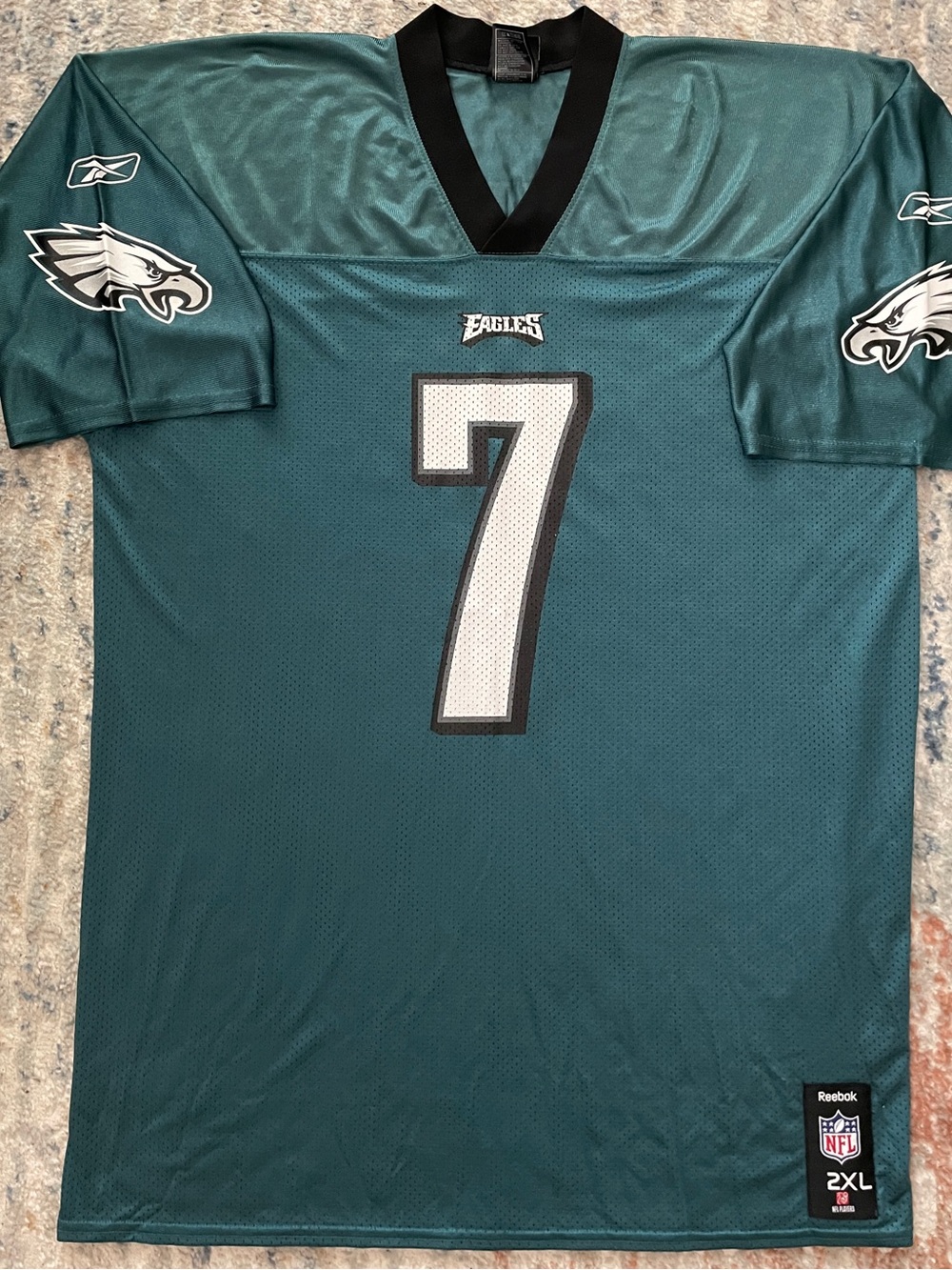 Reebok Teal and Black Eagles #7 Football Jersey